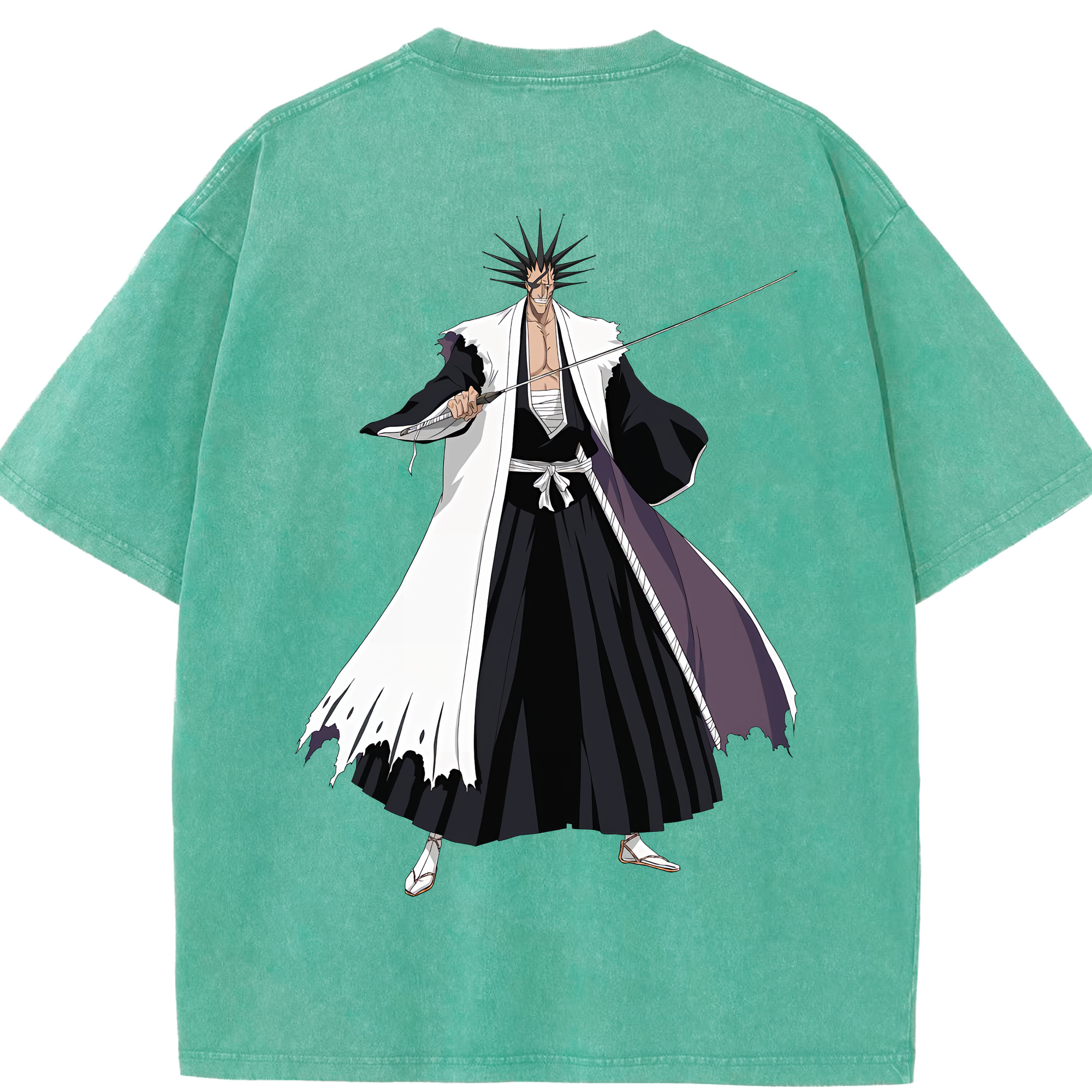 （画像用） ブリーチ ざらき けんぱち BLEACH Zaraki Kenpachi 綿100% ヴィンテージ風 半袖Tシャツ（背面プリント）